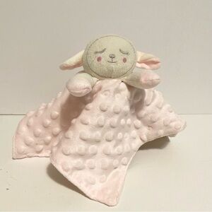 Dollar Store Sheep Lovey Pink Plush Security Blanket Baby Cuddle Toy Minky Lovie